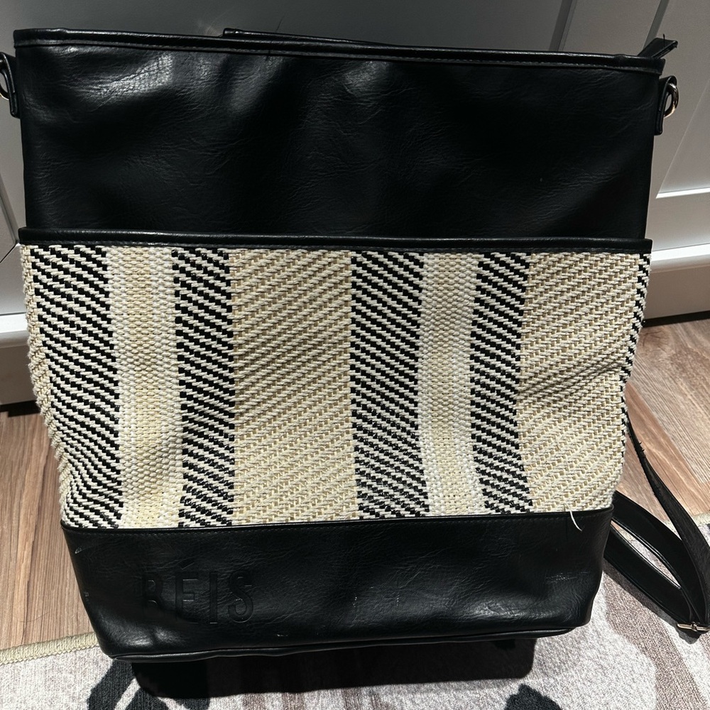 Black and White Striped Tote Bag - BEIS